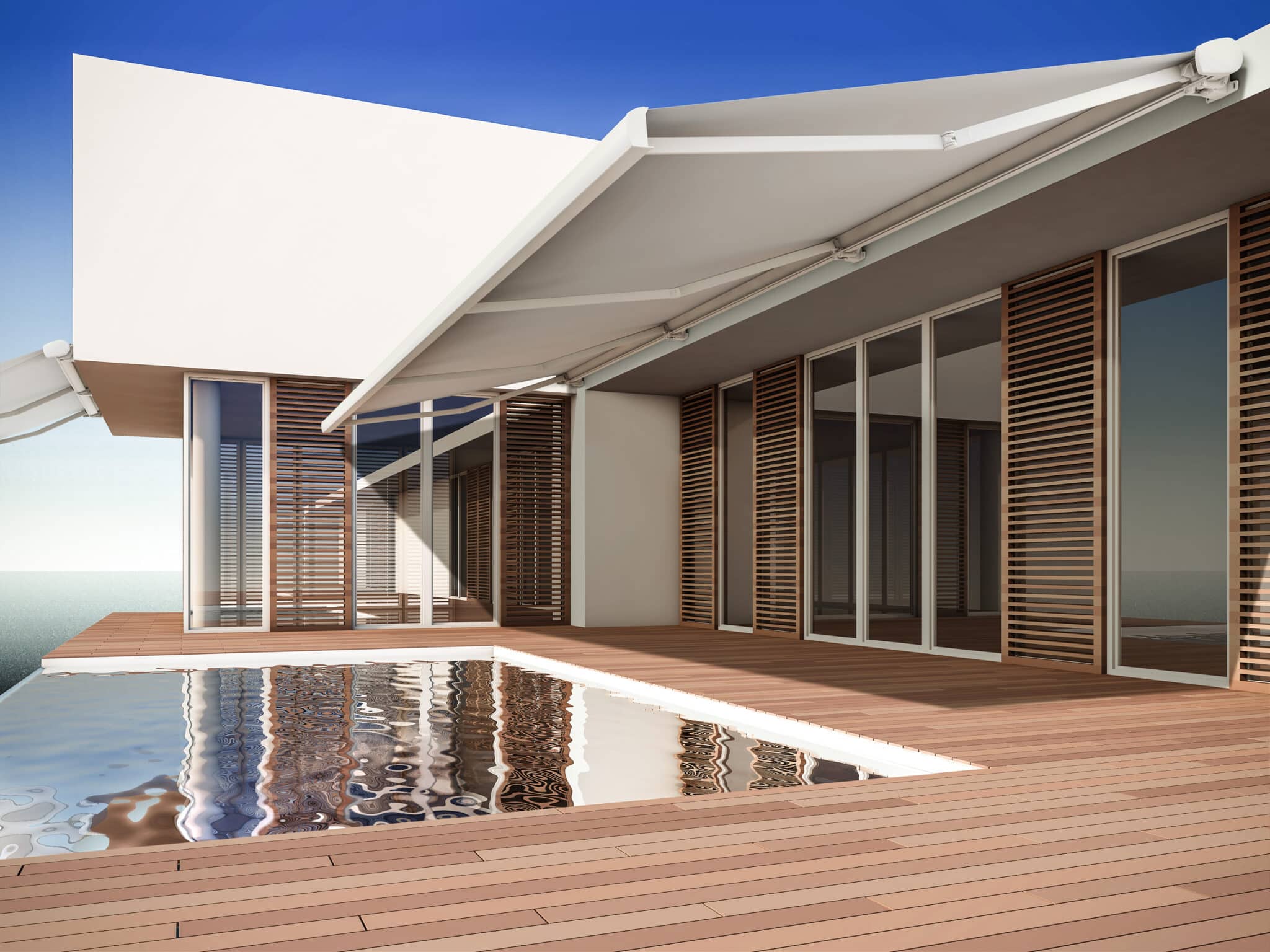 A 3D illustration of modern house in minimalist style.; Shutterstock ID 72207187; PO: 0000